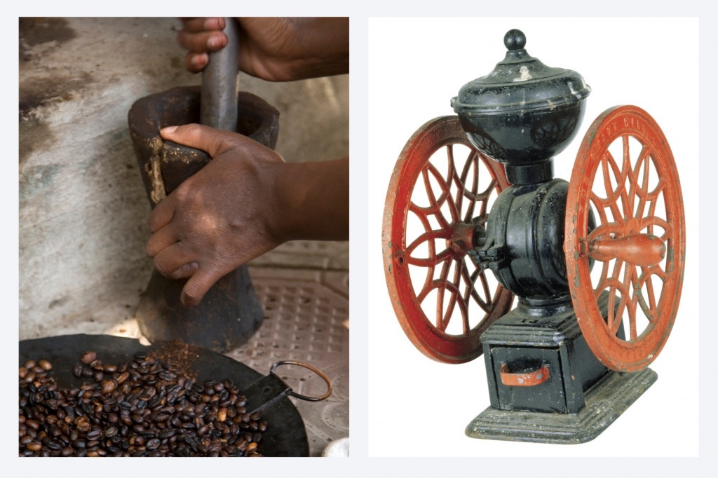 historický ruční mlýnek na kávu