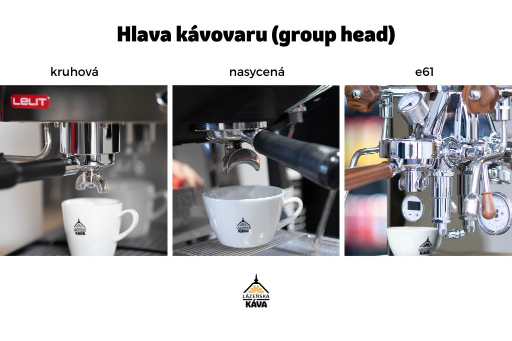 hlava kávovaru tři typy v detailu