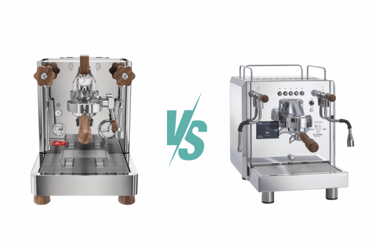 Detailní pohled na espresso kávovary Bezerra Duo X a Lelit Bianca, vhodné pro porovnání v článku o Lelit Anna versus Gaggia Classic Pro.