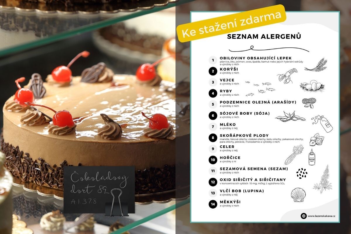 alergeny dortu v kavarne